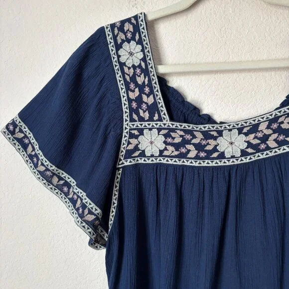 Madewell 1X Plus Boho Embroidered Square-Neck Top - Picture 5 of 16